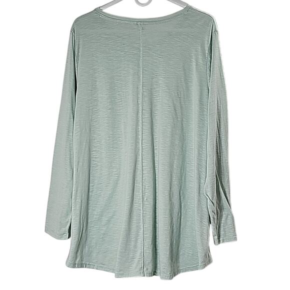 Womens Sz 18/20 Mint Green Pearls Stars Sequins Blessed Decorative V-Neck Top - Picture 2 of 12